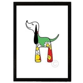Glada hund! - Tryckt illustration, A4, grön